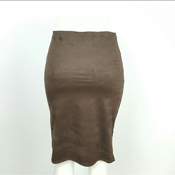 Suede Pencil Skirt BrownSize Medium - Picture 2 of 3